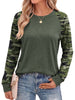 Fantaslook Women Long Sleeve Shirts Color Block Casual Tops Crewneck Fashion Fall Clothes