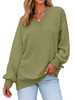 Fantaslook Waffle Knit Womens Sweatshirts Long Sleeve V Neck Shirt Loose Fall Outfits Pullover Casual Tops