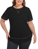 WellSize Womens Plus size Tops Curved Hem Summer Short Sleeve Shirts Loose Casual Tunic Tee