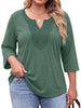 Fantaslook 3/4 Sleeve Womens Plus Size Tops V Neck Lace Blouses Casual Tunic Shirts