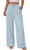 Fantaslook Wide Leg Pants for Women High Waisted Drawstring Pleated Trousers Pants Summer Casual Work Pants with Pockets