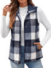 Fantaslook Women Plaid Outwear Vest Lightweight Sleeveless Jackets Zipper Fall Winter Coats with Pockets