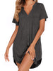 Fantaslook Long Womens Button down Shirts Casual Short Sleeve ShirtsTops Hight Low Hem V neck Blouse Summer Loungewear