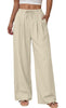 Fantaslook Wide Leg Pants for Women High Waisted Drawstring Pleated Trousers Pants Summer Casual Work Pants with Pockets