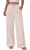 Fantaslook Wide Leg Pants for Women High Waisted Drawstring Pleated Trousers Pants Summer Casual Work Pants with Pockets