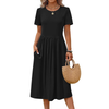 Fantaslook Summer Short Sleeve Midi Dresses for Women Casual Floral T Shirt Dresses Flowy Beach Sundress with Pockets