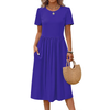 Fantaslook Summer Short Sleeve Midi Dresses for Women Casual Floral T Shirt Dresses Flowy Beach Sundress with Pockets