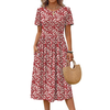 Fantaslook Summer Short Sleeve Midi Dresses for Women Casual Floral T Shirt Dresses Flowy Beach Sundress with Pockets