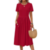 Fantaslook Summer Short Sleeve Midi Dresses for Women Casual Floral T Shirt Dresses Flowy Beach Sundress with Pockets