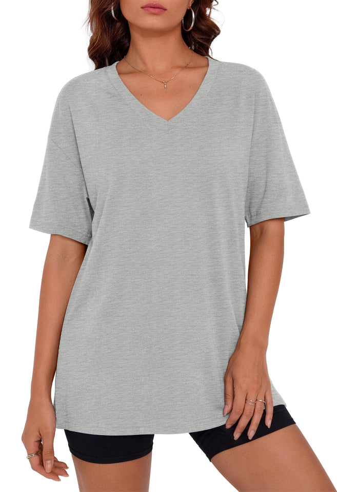 Fantaslook Casual Women T Shirts Short Sleeve Summer Tops Loose Fit V Neck Shirts Basic Tees Gym Workout Clothes