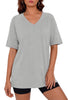 Fantaslook Casual Women T Shirts Short Sleeve Summer Tops Loose Fit V Neck Shirts Basic Tees Gym Workout Clothes