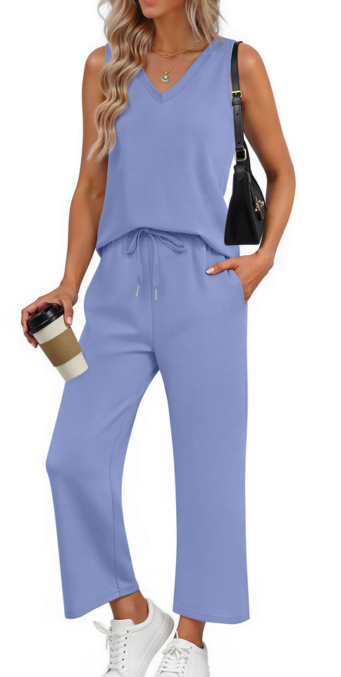 Fantaslook Womens Two Pieces Sets Summer Outfits Tank Tops and Wide Leg Pants Matching Sets Casual Loungewear