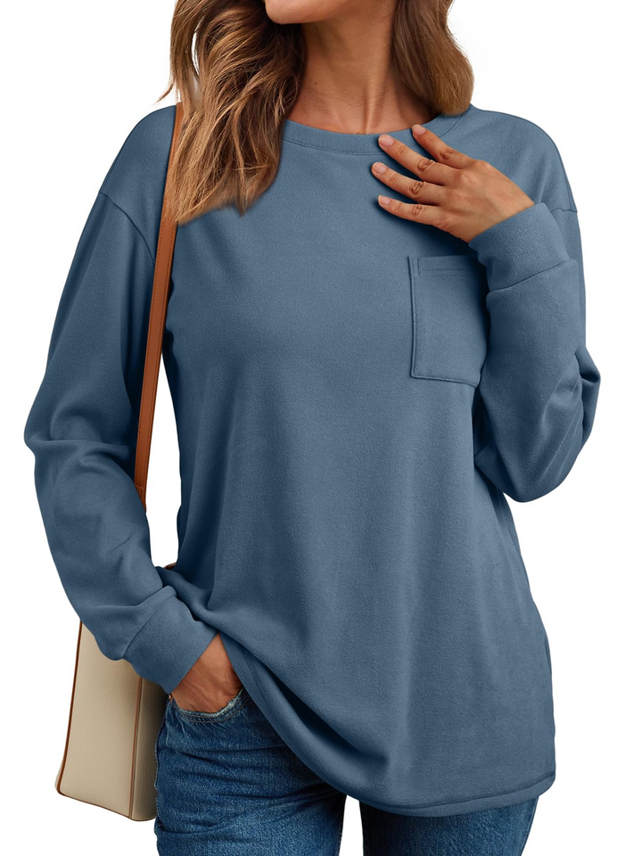 Fantaslook Crewneck Sweatshirts for Women Casual Long Sleeve Shirts Tunic Tops Pullover with Pocket