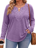Fantaslook Lace Plus Size Tops for Women Long Sleeve V Neck Blouses Fall Tunic Shirts