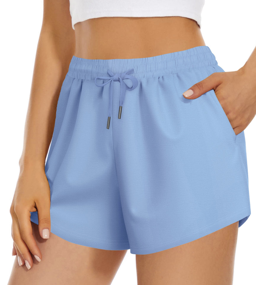 Fantaslook Womens Shorts High Waisted Athletic Shorts Casual Sweat Shorts Elastic Drawsting Running Shorts With Pockets
