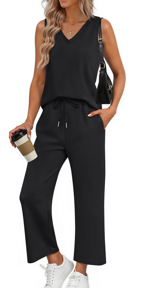 Fantaslook Womens Two Pieces Sets Summer Outfits Tank Tops and Wide Leg Pants Matching Sets Casual Loungewear