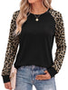 Fantaslook Women Long Sleeve Shirts Color Block Casual Tops Crewneck Fashion Fall Clothes