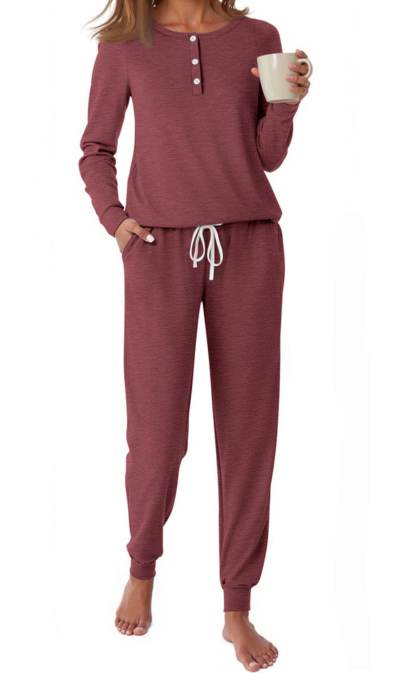 Fantaslook Pajamas Sets for Women Casual Lounge Set Long Sleeve Two Piece Set Buttom Down Shirts and Pants with Pockets Oufits