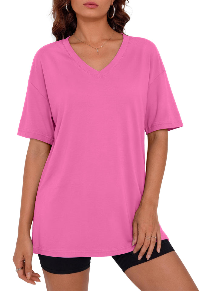 Fantaslook Casual Women T Shirts Short Sleeve Summer Tops Loose Fit V Neck Shirts Basic Tees Gym Workout Clothes