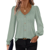 Fantaslook Tops for Women V Neck Long Sleeve Blouses Eyelet Casual Fall Shirts Trendy