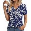 Fantaslook Womens Tunic Tops Casual Short Sleeve Shirts V Neck Button Pleated Blouses Floral Summer Tops