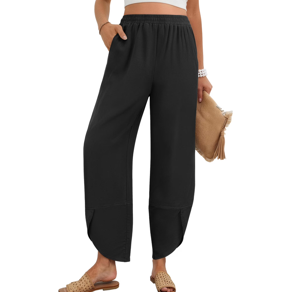 Fantaslook Capri Pants for Women Wide Leg Sweatpants Harem Palazzo Baggy Pants with Pockets