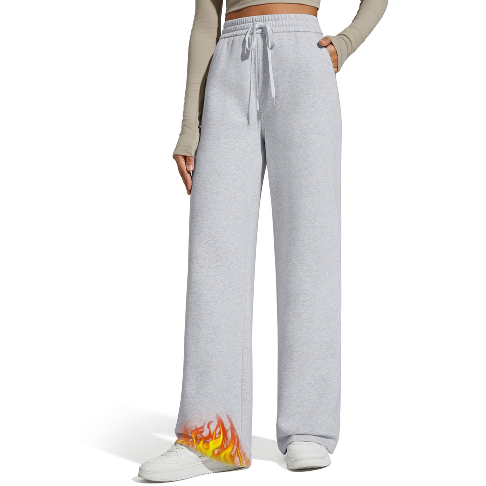 Fantaslook Womens Sweatpants Baggy Fleece Lined Wide Leg Sweatpants Drawstring Warm Lounge Pants with Pockets