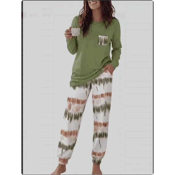 Fantaslook Women Pajama Sets 2 Piece Long Sleeve Pajama Sets With Long Printed Jogger Pants Sleepwear Loose Lounge Sets