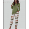 Fantaslook Women Pajama Sets 2 Piece Long Sleeve Pajama Sets With Long Printed Jogger Pants Sleepwear Loose Lounge Sets