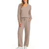 Fantaslook Two Piece Sets for Women Fall Outfits Long Sleeve Tops Wide Leg Pants Lounge Matching Sets Vacation Travel Outfits