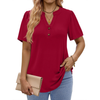 Fantaslook V Neck Henley Blouses for Women Dressy Casual Tops Summer Short Sleeve Shirts Fashion Clothes