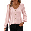 Fantaslook Tops for Women V Neck Long Sleeve Blouses Eyelet Casual Fall Shirts Trendy