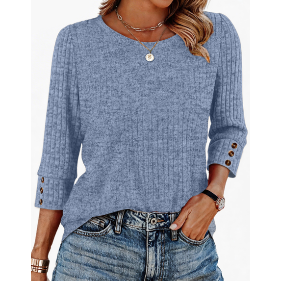 Fantaslook Womens 3/4 Sleeve Shirts with Buttons Dressy Casual Blouses Tunic Tops Fall Clothes