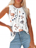 Fantaslook Womens Tank Tops Crewneck Casual Summer Side Split Sleeveless Shirts Floral Blouses