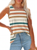 Fantaslook Womens Tank Tops Crewneck Casual Summer Side Split Sleeveless Shirts Floral Blouses