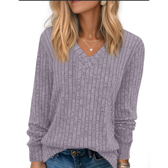 Fantaslook V Neck Long Sleeve Shirts for Women Dressy Casual Fall Tops Lightweight Tunic Pullover Fashion Clothes