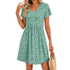 Fantaslook Summer Dresses for Women Casual Short Sleeve V Neck Babydoll Dress Fashion Vacation Mini Dress with Pockets