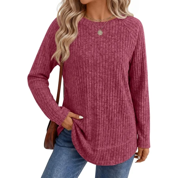 Fantaslook Color Block Long Sleeve Shirts for Women Lightweight Fall Sweaters Dressy Casual Tunic Tops