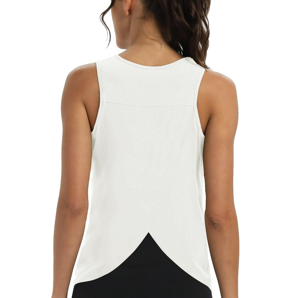 Rosvigor Workout Tops for Women Open Back Loose Fit Tank Tops Women Athletic Yoga Shirts Gym Tops