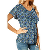 Fantaslook Womens Blouses Floral Ruffle Short Sleeve Tunic Tops Casual V Neck Summer Shirts