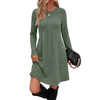 Fantaslook Fall Long Sleeve Dresses for Women Crew Neck Empire Waist Tunic Dress with Pockets Sweater Dress