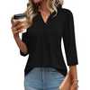 Fantaslook 3/4 Sleeve Plus Size Tops for Women Henley V Neck Button Blouses Dressy Floral Tunic Work Shirts L-5XL