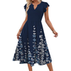 Fantaslook Summer Dresses for Women Ruffle Sleeve V Neck Midi Dresses Fashion Casual Flowy Vacation Sundress