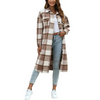 Fantaslook Flannel Shirts for Women Button Up Plaid Shirt Long Pocketed Shacket Jacket Coat