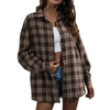Fantaslook Plaid Flannel Shirts for Women Oversized Long Sleeve Button Down Shirts Blouses Tops