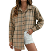 Fantaslook Plaid Flannel Shirts for Women Oversized Long Sleeve Button Down Shirts Blouses Tops
