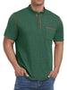 Thrilos Mens Henley Shirts Short Sleeve Casual Tops Lightweight Pullover Shirt Button Cotton T-Shirt with Pocket