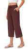 Fantaslook Women Capri Pants Wide Leg High Waisted Drawstring Capris Summer Casual Linen Cropped Pants with Pockets
