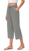 Fantaslook Women Capri Pants Wide Leg High Waisted Drawstring Capris Summer Casual Linen Cropped Pants with Pockets