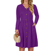 Fantaslook Long Sleeve Dresses for Women V Neck Casual Fall Dress Button Floral Midi Dresses with Pockets
